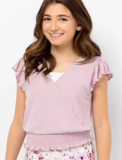 Ribbed Wrap Neck T-shirt