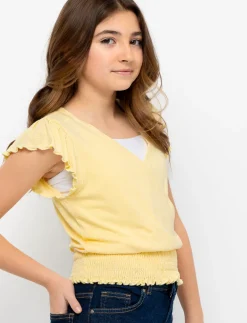 Ribbed Wrap Neck T-shirt