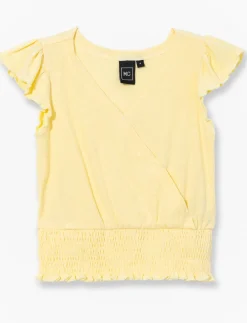 Ribbed Wrap Neck T-Shirt - Little Girls