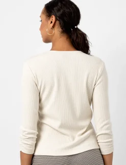 Ribbed Zip-Up 3/4-sleeve Sweater