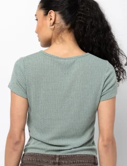 Rib-knit Cropped T-shirt