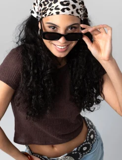 Rib-knit Cropped T-shirt
