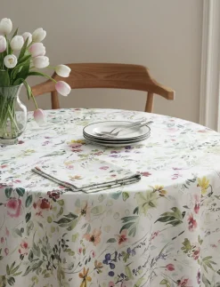 Round Floral-Print Tablecloth - 70 in