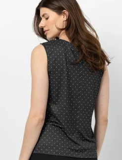 Round Neck Tank Top with Polka Dot Print