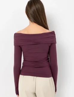 Ruched Off-the-shoulder T-shirt