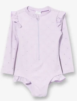 Ruffled 1-piece Rash Guard Swimsuit