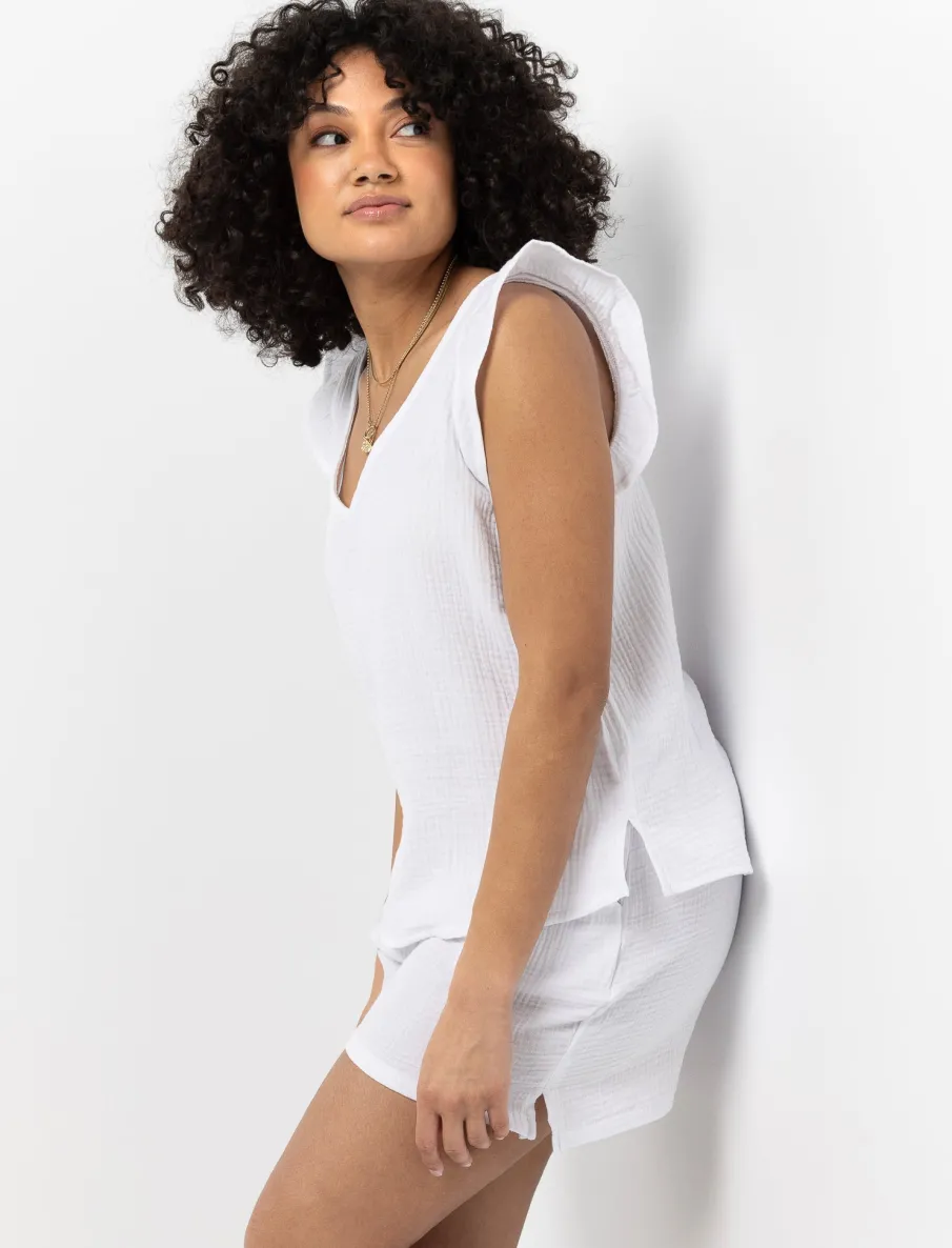Ruffled V-neck Blouse