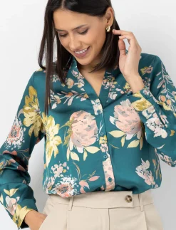 Satin Floral Print Shirt