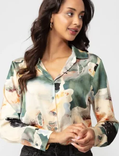 Satin Long-sleeve Blouse