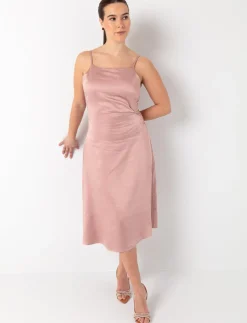 Satin Midi Dres with Side Tie