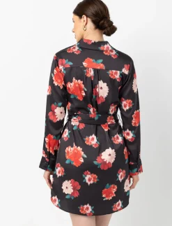 Satin Shirt Dress with Belt