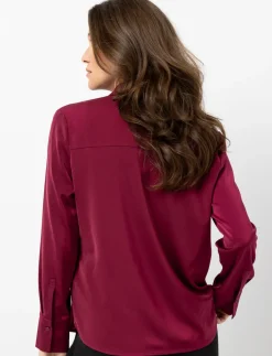 Satin Shirt with Faux Pockets