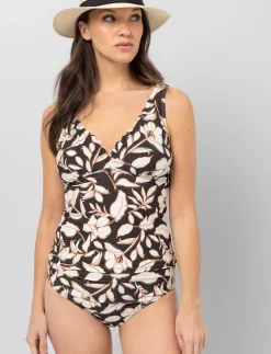 Scalloped V-neck Tankini Top