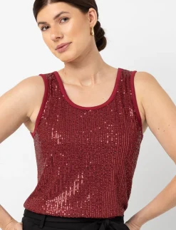 Scoop-neck Sequin Tank Top