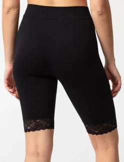 Seamless Biker Shorts with Lace Accent