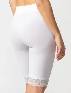 Seamless Biker Shorts with Lace Accent