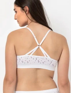 Seamless Floral Bralette with Cross Straps