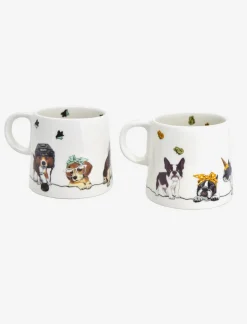 Set of 2 Fine Porcelain Dog Mugs