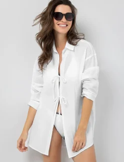 Sheer Tie-front Blouse