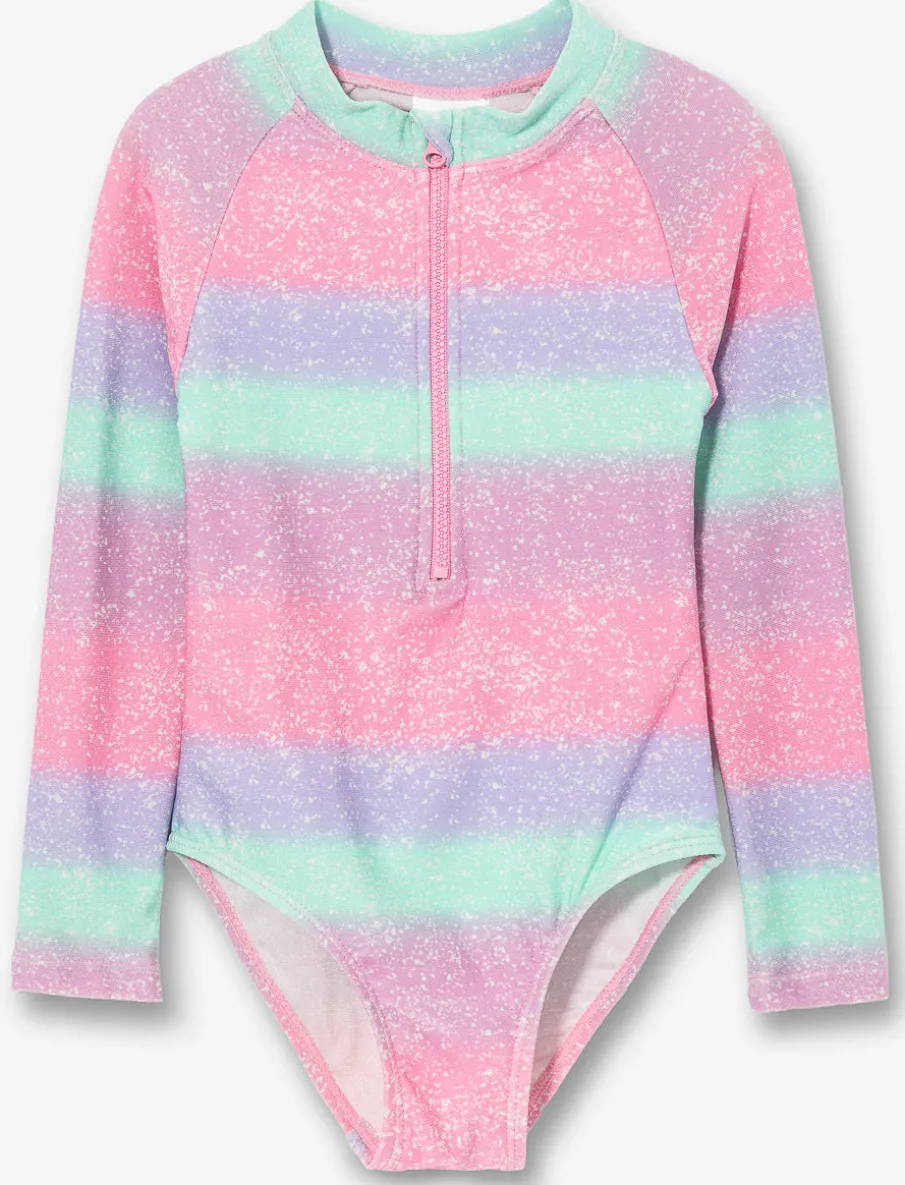 Shimmer 1-piece Rash Guard Swimsuit - Little Girl