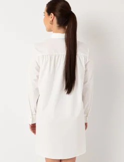 Shirt Collar Dress with Eyelet Detail