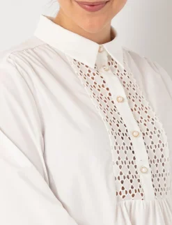 Shirt Collar Dress with Eyelet Detail