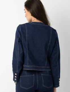 Short Denim Jacket with Gold Buttons
