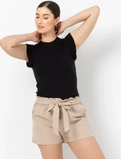 Short with Elasticated Waist & Tie Belt