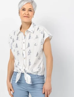 Short-Sleeve Bow Blouse