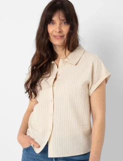 Short-Sleeve Striped Blouse