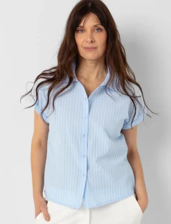 Short-Sleeve Striped Blouse