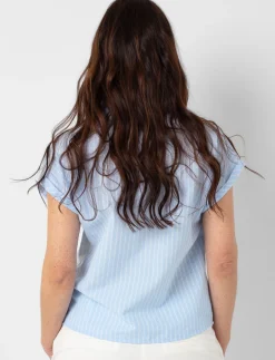 Short-Sleeve Striped Blouse