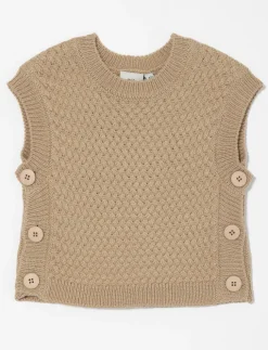 Side Button Knit Vest - Little Girl