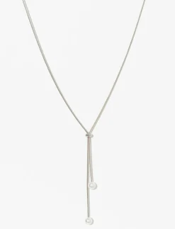 Silver-tone Chain Necklace with Pearls