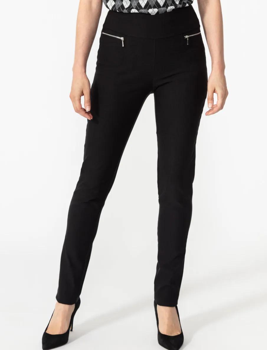 Skinny Pull-on Pants with Zippers