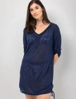 3/4-sleeve Linen-look Tunic