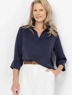 3/4-sleeve Roll-tab Blouse