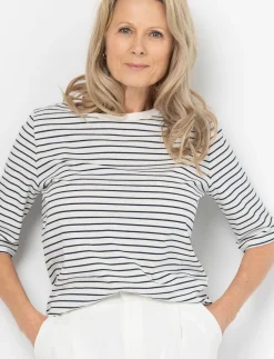 3/4-sleeve Striped T-shirt