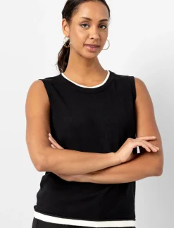 Sleeveless Tank Top with Contrast Hem