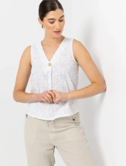 Sleeveless V-neck Blouse