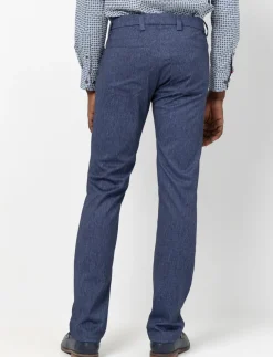 Slim-leg Chambray Effect Pants