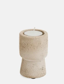 Small Travertine-look Candle Holder