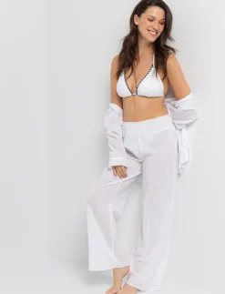Smocked-waist Wide-leg Pants