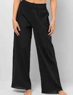 Smocked-waist Wide-leg Pants