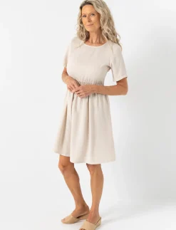 Solid Cinched-waist Dress