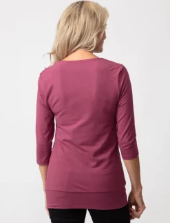 Solid Draped-neck T-shirt