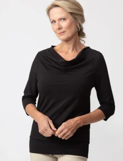 Solid Draped-neck T-shirt