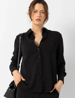 Solid Long-sleeve Blouse