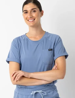 Solid Round Neck Scrub Top