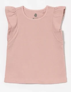 Solid Ruffled-sleeve T-shirt